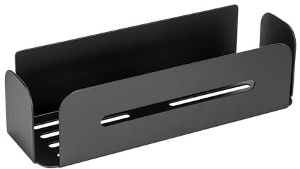 WENKO Turbo-Loc® Wandablage Bivio Black matt, Badregal aus Aluminium, zur Aufbewahrung im Bad, Befestigen ohne Bohren, Schwarz