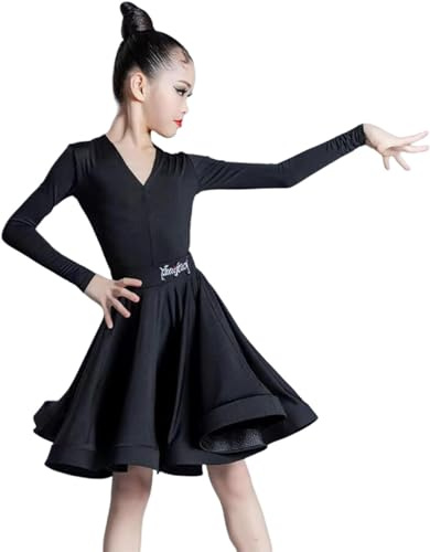 YXYjLb Abito Da Ballo Latino For Ragazza, Costume Da Ballo Di Carnevale, Abito Da Ballo A Maniche Lunghe, Abito Da Competizione(A3,120)