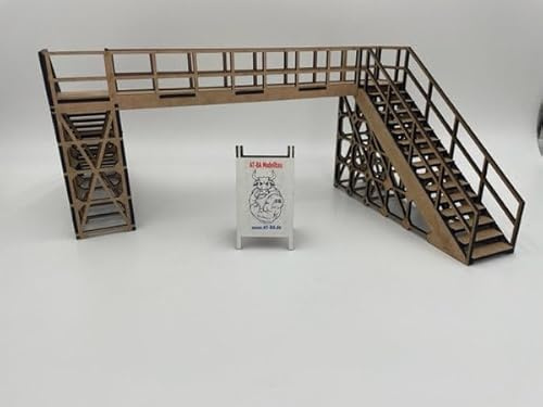 AT-BA Modellbau Pont de slotcar en forme de S pour 2 voies, échelle 1:24 et 1:32, 350 x 170 x 395 mm (L x l x H), adultes, circuits, amateurs de slotcar