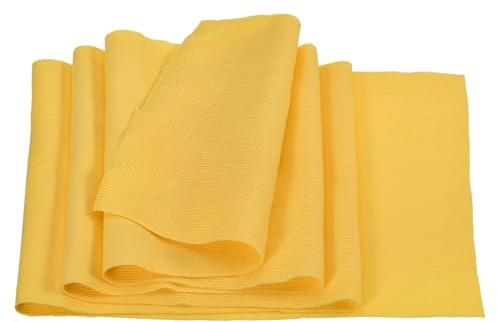 Rebower 15cm x 1m Tessuto Polsini a Costine, Tessuti per Tappezzeria Polsini Elastici a Costine per Cucire, Tessuto di Cotone, [Per Polsini, Cintura, Colletto] - Giallo