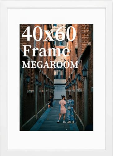 MEGAROOM Cadre photo en bois 40 x 60 cm - Pour impression de 40 x 60 cm - Avec façade en plexiglas transparent - Montage mural à suspendre en orientation portrait ou paysage (blanc)