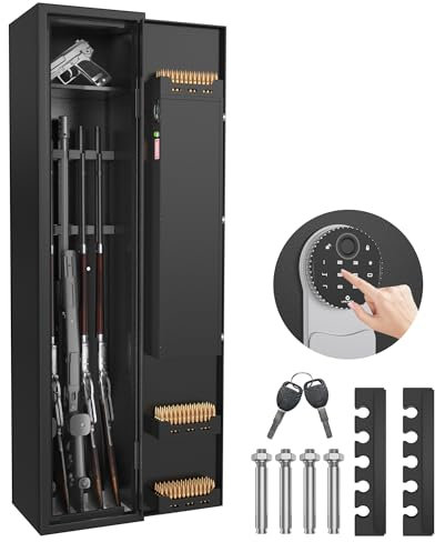 YRHome Sicherheitsschrank Tresor Schwarz – Stahlblech Safe mit Fingerabdruck & Smart-Funktion, Verstellbarem Innenraum, inkl. 2 Schlüssel