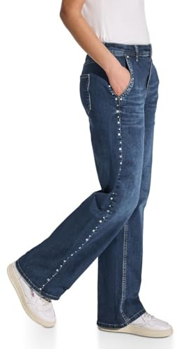 Street One A378901 Vaqueros de Pierna Ancha con Tachuelas, Color Azul Oscuro, 32W / 32L Mujeres