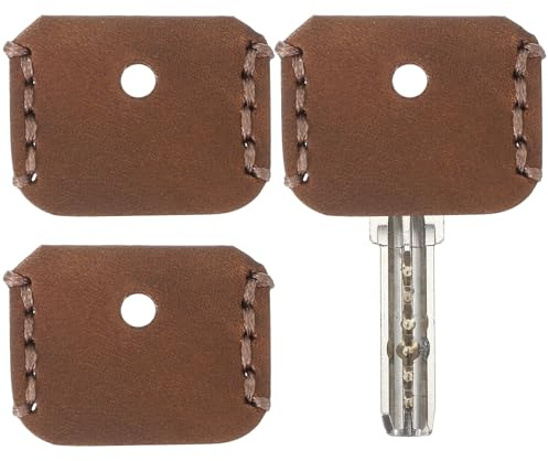 PATIKIL Copri Chiavi In Pelle, 3 Pezzi Custodie Per Chiavi Mini Etichette Organizzatore Per Chiavi Di Casa Ufficio Appartamento, Marrone Chiaro