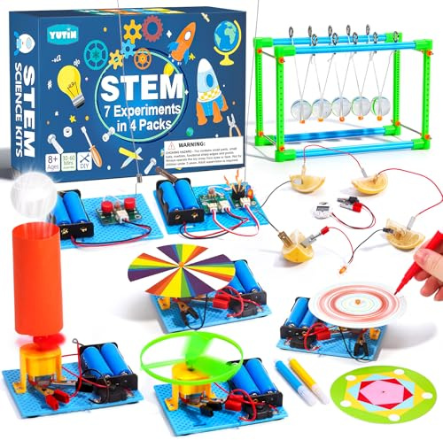 4 Set STEM Science Kits for Kids Age 8-12, 7-in-1 Science Experiments Crafts Projects Electric Motor Building Kit 8-10 9-12, STEM Toys for 8 9 10 11 13 Year Old Boys Girls Classroom Activity Gift