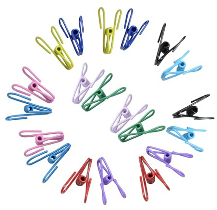 Lot de 20 pinces à frites de 5,1 cm en acier avec revêtement en PVC pour emballage alimentaire, frites, sacs à légumes (20, multicolore)
