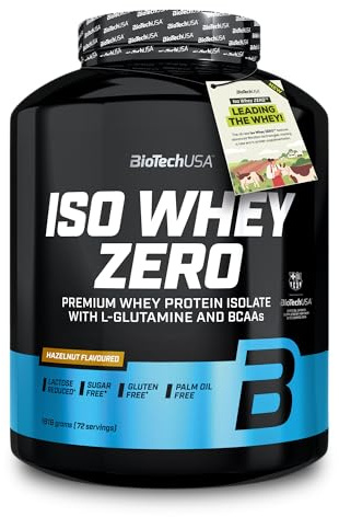 BioTechUSA Iso Whey Zero | Premium Whey Protein Isolate | Grass-Fed | Enzyme-Free | Sugar- and Gluten-free, 1816 g, Noisette