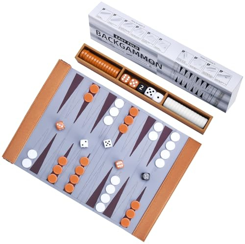 Backgammon de voyage, Back Gammon - Jeu de société classique pour les familles, les voyages et les amateurs de stratégie - Portable et durable (style pliable de voyage)