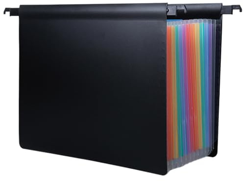 Carpetas para archivos colgantes, 13 bolsillos, gran capacidad, tamaño A4, organizador de archivos para colgar, organizador de carpetas extensible de 13, 8 pulgadas con pestañas, col..