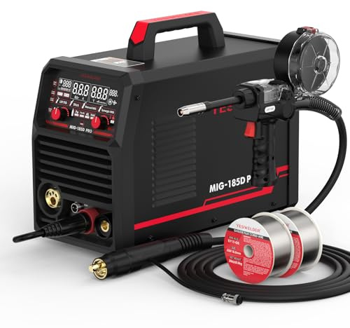 YESWELDER 185A Poste à Souder MIG MAG 6 en 1 Poste de Soudage, Pistolet à Bobine 150A, Fil Fourré 0.8mm 0.9kg Bobine 2 Unités