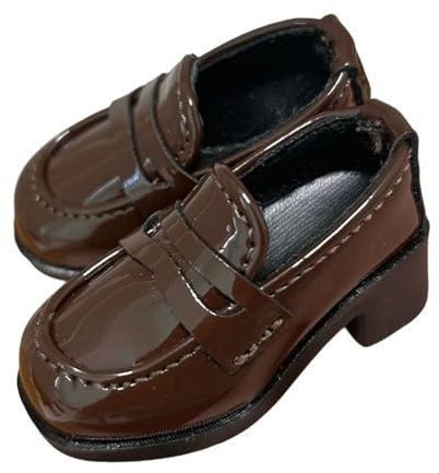 DuskHaven Zapatos de Muñeca Zapatos Miniatura para Muñeca BJD Calzado Uniforme para Figura Femenina Accesorios Decorativos para Muñecas Elaborados en PU Resiste, MarrÓn