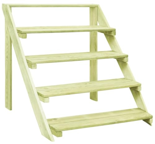 Kaloriko Support à fleurs 80 x 80 x 80 cm en bois de pin imprégné, à 5 niveaux, résistant aux intempéries, pour jardin, balcon, terrasse, intérieur et extérieur, escalier de plantes, étagère