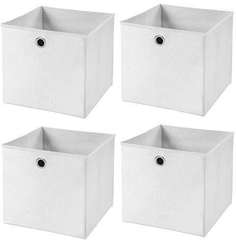 StickandShine 4er Set Weiß Faltbox 28 x 28 x 28 cm Aufbewahrungsbox faltbar