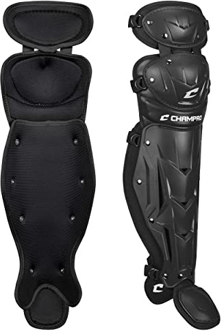 Champro Optimus MVP Double Knee Baseball Catcher’s Leg Guards, 16.5 Length, Black, CG100B