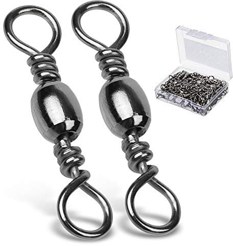 9Tong Hohe Festigkeit Angelwirbel Fass Fester Ring Fass Angelwirbel Rollendes Angelgerät Linie Verbinder Salzwasser Süßwasser Edelstahl Zubehör 100pcs 35lbs