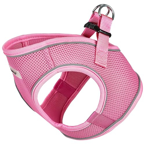 Bunty Voyage Dog Harness, Large - Anti Pull, Escape Proof Harness, Lightweight & Durable, Reflective Trim, Breathable Padded Mesh, Easy Fit, Lead Attachment - Large, Pink