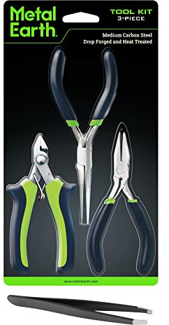 Metal Earth 3-Piece Tool Set - Clipper - Flat Nose Pliers - Needle Nose Pliers Bundle with Tweezers Fascinations