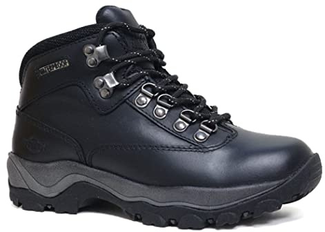 Northwest Territory LADIES PEAK LACE UP PREMIUM LEATHER UPPER WATERPROOF WALKING/HIKING TREKKING BOOT (Black Grey Blk), 4 UK