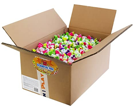 CAPTAIN PLAY Bulk Sweets Box – 6 kg, Approx. 1,100 Pieces Individually Wrapped – Birthday Party Bag Fillers, Halloween & Candy Bar