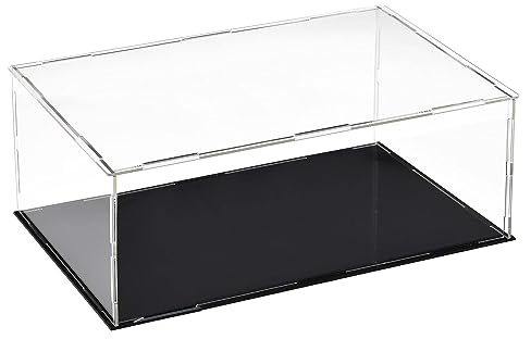 TA-VIGOR Acrylic Display Case 30 x 15 x 10cm Dustproof Clear Showcase | Clear Acrylic, Black Base, Assemble Design, For Action Figures, Toys And Collectibles, Countertop And Home Display
