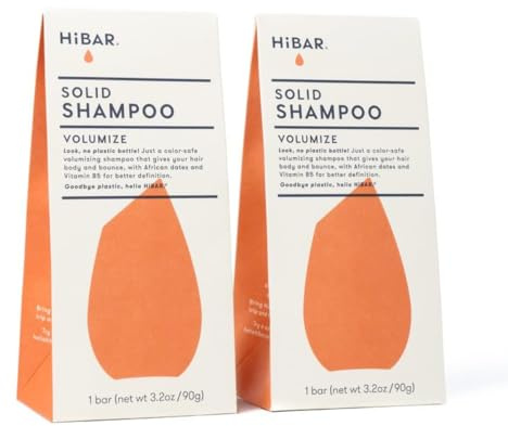 HIBAR Volumize Shampoo Bar 2-Pack, Specifically Formulated for Fine, Thin or Lifeless Hair, Made with Rice Water, 100% Vegan, Salon-Quality, TSA-Approved & Travel Friendly