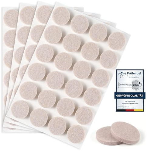 moinkerin 96 Piezas Fieltro Adhesivo Muebles 20mm Almohadillas de Fieltro Grosor 5mm Protector Patas Sillas para Pies de Muebles, Protectores Patas Sillas, Suelos de Madera Beige