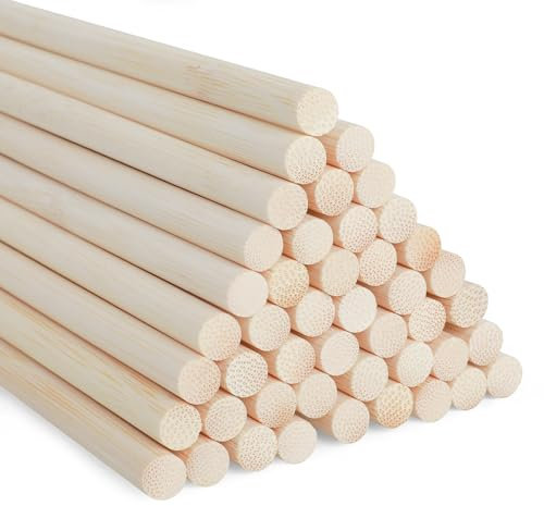 SOSMAR 50Pcs Bamboo Dowel Rods 30CM/11.8 inch x 8 MM, Wooden Dowels, Unfinished Natural Wooden Sticks for Crafting Projects, Art Projetcts, DIY Paint Stirrer Sticks
