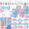 G.C 60 Stück Meerjungfrau Mitgebsel Kindergeburtstag Gastgeschenke Meerjungfrauen Einladungskarten Masken Halsketten Slap Armbänder Geburtstag Geschenktüten Kinder Mädchen Party Give Aways