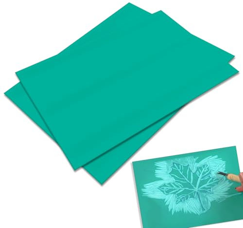 LPZMPZ Linolschnitt Platten A4 Linoleum Platte PVC Linoldruck Platte zum, Feine & Flache Oberfläche, Aus Hochwertigem Linoleum, 21 x 30 cm (Grüner)