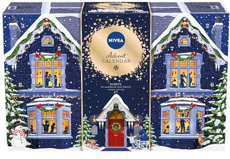 NIVEA Advent Calendar 2024, Women's Gift Set Includes Moisturiser, Face Masks, Lip Balms, Body Cream, Shower Gel, Anti-Perspirant, and More, Complete Skincare Set