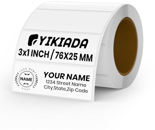 YIKIADA Lot de 500 Étiquettes Thermiques Adhésives 25 X 76 mm Blanc Rouleaux Autocollantes Imperméable Amovible Imprimables pour Bureau École QR Inventaire
