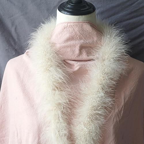 Anevous Fjäderboa, längd ca. 2 m, enfärgad fjäder Boa fjäderstola fjäderhalsduk kostym tillbehör, fjäderränder bröllopsdekorationer för 20-talet, karneval, halloween, temafest tefest, beige A
