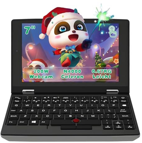 LONGEVINCE 7 Zoll Touchscreen Mini Laptop, Celeron N4000,12GB RAM, 256GB SSD, Office 2019, Windows 11,Kompakt und tragbar für Home, Schule und Business-Reise (12G+256G SSD)