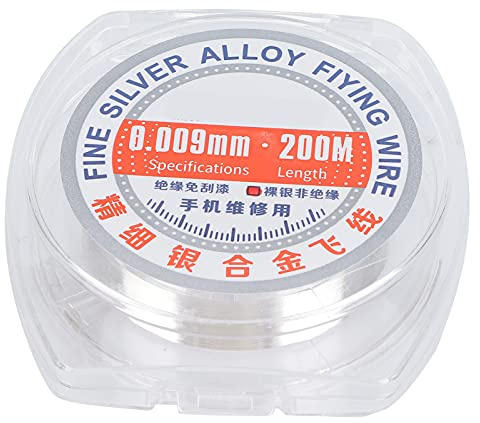 Fil à Souder, Fil à Souder en Argent, 200 Mètres de Fil d'argent, Noyau de Colophane Super Fin, Fil à Souder pour Réparation de Soudure de Carte Mère d' Digitales (0,009 mm)