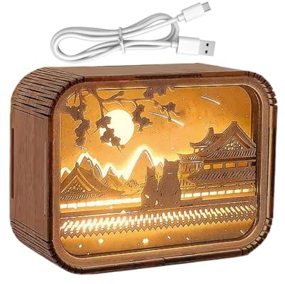 Genérico Puzzles Bedside Led Lamp, Artistic Wooden Puzzles Lamp, Aesthetic Wooden Puzzles Light, Led Bedside Lamp, Wooden Night Light, Decorative Wooden Puzzles Lamp, Puzzles Bedside Lamp for Decor