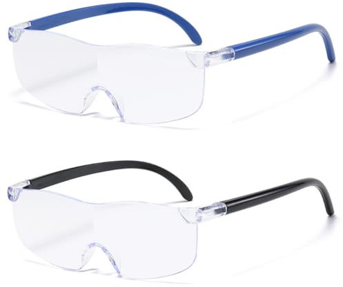 HAMKU Lente Ingrandimento,Lente Ingrandimento da Lettura,Lente Ingrandimento da Lettura Portatile per Lavoro Ravvicinato Anti-Luce Blu,Lente Ingrandimento per Portatori di Occhiali, 2 pezzo