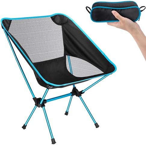 Yesaler Silla de Camping Plegable Silla de Aleación Portátil Silla de Acampada con Bolsa de Transporte para Mochileros Exteriores Senderismo Pesca Picnics Playa Azul