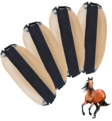 Mosquiteras de malla fina antimosquitos, 4 unidades, transpirables, para caballos, cierre de velcro, accesorios para caballos, para aliviar la irritación de las articulaciones, daños en las pezuñas