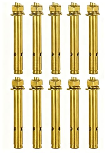 Crozgan 10Pcs M10 Heavy Duty Expansion Bolts,Hex Bolt Sleeve Anchor Bolts,External Hex Expansion Screw Bolt for Wall Fixings (M10*80mm)