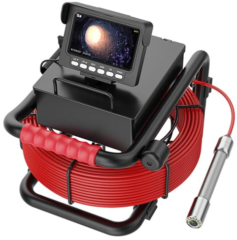 OVLIIYWZY Telecamera per ispezione Tubi fognari da 10 m, Scheda TF da 16 GB DVR IP68 Endoscopio Industriale per tubazioni fognarie di Scarico con Monitor 4.3, Telecamera