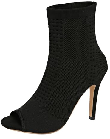 Escarpins Femme Tricot Élasticité Chaussures Talons Hauts sans Lacets Tendance Et Sexy Escarpins Bottines Talon Haut Aiguille Légères Tendance