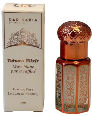 Moschus Tahara Blanc 6 ml mit Glasapplikator - Ohne Alkohol - Musc Elixir-Luxe und Reinheit - Intimbereich - Sauberer und frischer Duft - Einzigartiger und seltener Duft - Langanhaltend