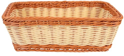 VICASKY Cestino Intrecciato Finto in Plastica per Pane e Snack, Robusto e Creativo, per Cucina e Soggiorno, Stile Rustico e Delicato