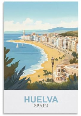 NAEGV Peinture par Numéros Adultes Affiche de voyage Huelva Espagne kits de peinture à l'huile numérique sur toile avec pinceaux et pigments acryliques pour décoration d'intérieur 30x40cm