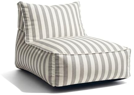 GuteKudde® sittsäck vuxna XXL – utomhus sittdyna väderbeständig – i randig design – bekväm loungefåtölj för terrass, balkong, trädgård och uteplats, UV-resistent – 72 x 102 x 65 cm (ljusgrå)