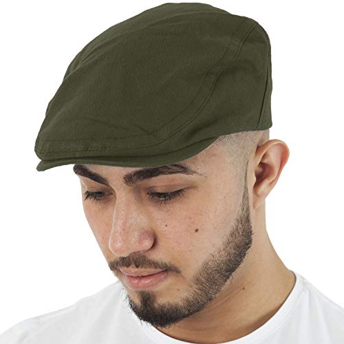 TOSKATOK Brushed Cotton Flat Cap Army Green