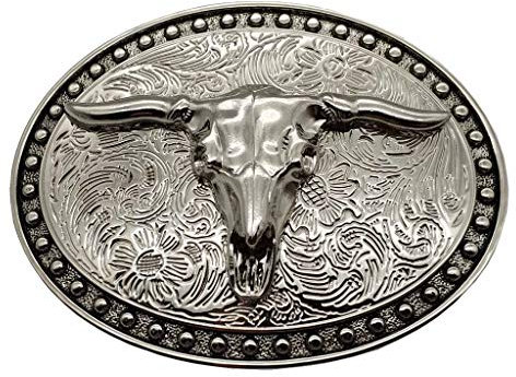 Xwest Silver Longhorn Texas Bull Belt Buckle Cowboy Western Buckles Gürtelschnallen