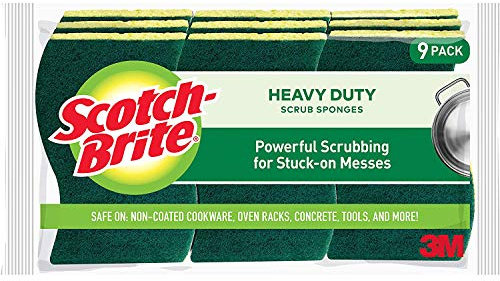 3M Scotch-Brite Sponges: Heavy-Duty Scrub Sponge / 9-Pack (Yellow and Green) Heavy-Duty / 9-Pack