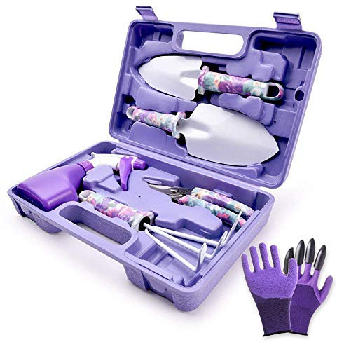 WISDOMLIFE Herramientas de Jardinería Kit, 6 Piezas Set con Funda de Transporte, Jardin Herramientas de Mano Regalos con Antióxido, Pala, Tijera, Harrow, Rociador de Agua, Guantes de Jardin