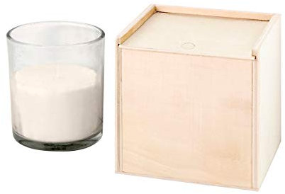 Candela profumata cannella, in bicchiere di vetro e presentata in scatola di legno, set di 10 pezzi, regalo per invitati, matrimonio, battesimo, comunione